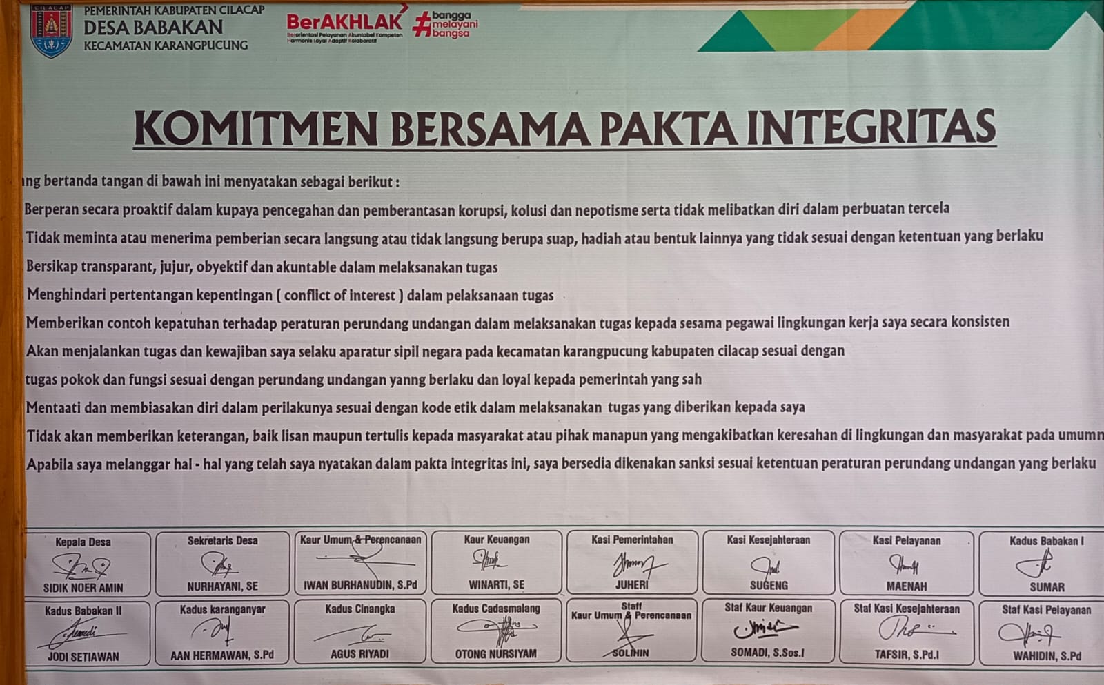 KOMITMEN BERSAMA PAKTA INTEGRITAS