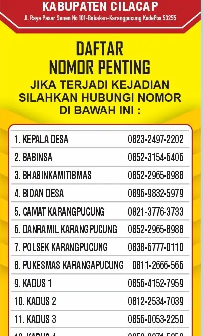 Daftar Nomor-nomor Penting di Desa
